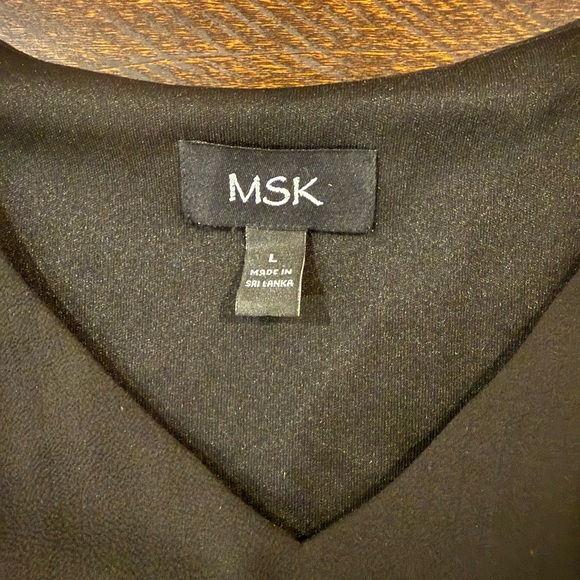 MSK Black Shift Dress V-Neck Lace Bell Sleeves Size L - Picture 4 of 9